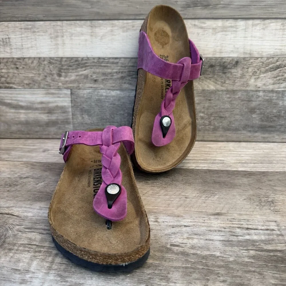 Birkenstock Gizeh Braided Oiled Leather Sandals Lavender Purple Womens 36/Us 5